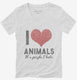 Love Animals Hate People white Womens V-Neck Tee
