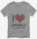 Love Animals Hate People grey Womens V-Neck Tee