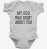 My Dog Was Right About You Infant Bodysuit 666x695.jpg?v=1700410861