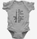 My Soldier Has Us Covered AR 15 grey Infant Bodysuit