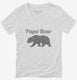 Papa Bear Funny Fathers Day Gift white Womens V-Neck Tee