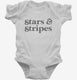 Patriotic 4th of July Cursive Stars and Stripes white Infant Bodysuit