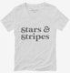 Patriotic 4th of July Cursive Stars and Stripes white Womens V-Neck Tee