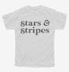 Patriotic 4th of July Cursive Stars and Stripes white Youth Tee