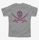 Pink Pirate Skull And Crossbones grey Youth Tee