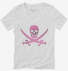 Pink Pirate Skull And Crossbones Womens Vneck Shirt 30dba28c-9c00-4421-aecd-4ec2c7c86d0b 666x695.jpg?v=1700596592