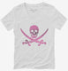 Pink Pirate Skull And Crossbones  Womens V-Neck Tee