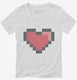 Pixel Heart 8 Bit Love white Womens V-Neck Tee