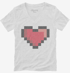 Pixel Heart 8 Bit Love Womens V-Neck Shirt