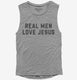 Real Men Love Jesus grey Womens Muscle Tank