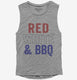 Red White And BBQ grey Womens Muscle Tank