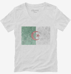 Retro Vintage Algeria Flag Womens V-Neck Shirt