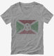 Retro Vintage Burundi Flag grey Womens V-Neck Tee