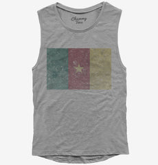 Retro Vintage Cameroon Flag Womens Muscle Tank