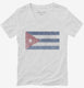 Retro Vintage Cuba Flag white Womens V-Neck Tee