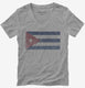 Retro Vintage Cuba Flag grey Womens V-Neck Tee