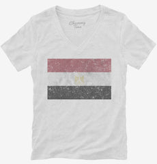 Retro Vintage Egypt Flag Womens V-Neck Shirt