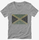 Retro Vintage Jamaica Flag grey Womens V-Neck Tee