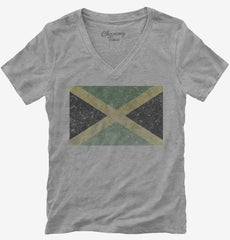 Retro Vintage Jamaica Flag Womens V-Neck Shirt