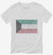 Retro Vintage Kuwait Flag white Womens V-Neck Tee