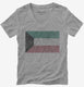Retro Vintage Kuwait Flag grey Womens V-Neck Tee