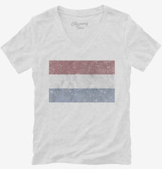 Retro Vintage Netherlands Flag Womens V-Neck Shirt