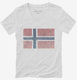 Retro Vintage Norway Flag white Womens V-Neck Tee