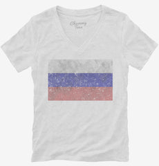 Retro Vintage Russia Flag Womens V-Neck Shirt