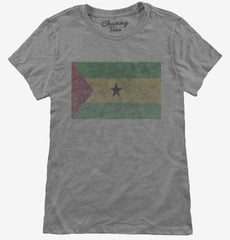 Retro Vintage Sao Tome And Principe Flag Womens T-Shirt