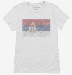 Retro Vintage Serbia Flag Womens T-Shirt
