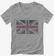 Retro Vintage United Kingdom Union Jack Flag  Womens V-Neck Tee