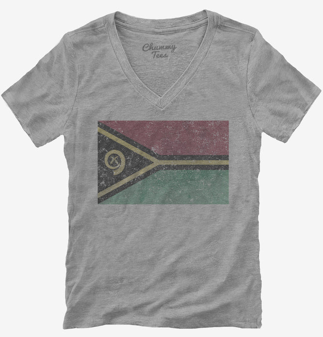 Retro Vintage Vanuatu Flag Womens V-Neck Shirt