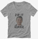 Ronald Reagan Zip It Hippie  Womens V-Neck Tee
