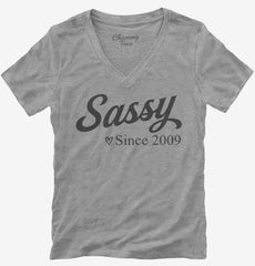 Sassy Since 2009 Womens V-Neck Shirt
