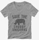Save The Chubby Unicorns Rhino grey Womens V-Neck Tee