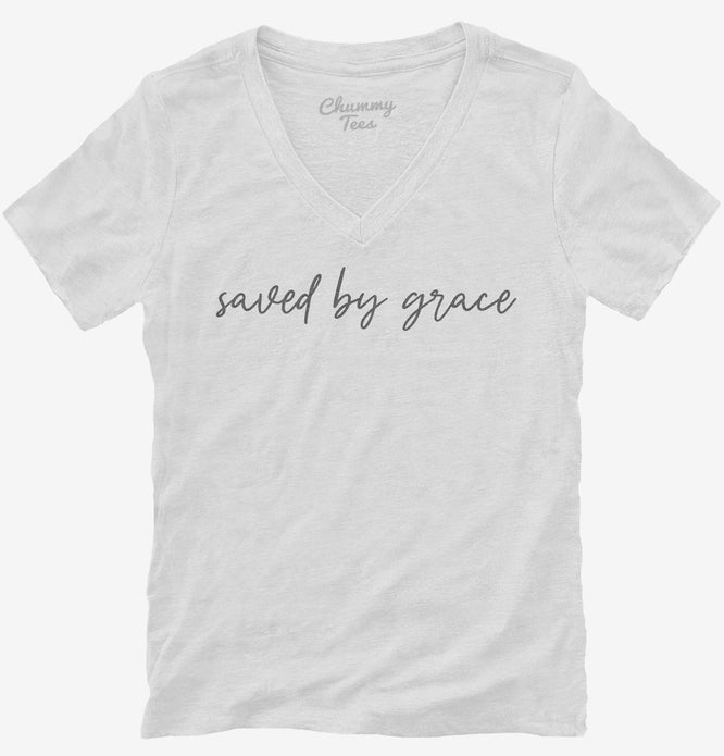 Saved By Grace Womens V-Neck Shirt