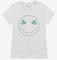 Shamrock Smiley Face Womens T-Shirt