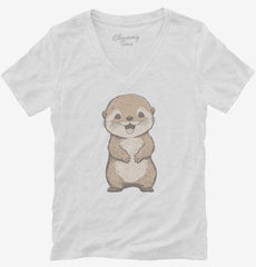 Smiling Otter Womens V-Neck Shirt