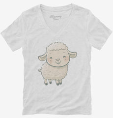 Smiling Sheep Womens V-Neck Shirt
