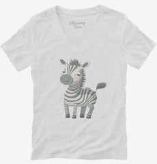 Smiling Zebra Womens V-Neck Shirt
