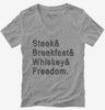 Steak Breakfast Whiskey Freedom Womens Vneck