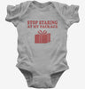 Stop Staring At My Package Funny Gift Baby Bodysuit 666x695.jpg?v=1700407008