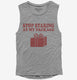 Stop Staring At My Package Funny Gift  Womens Muscle Tank