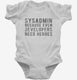 Sysadmin Because Even Developers Need Heroes white Infant Bodysuit
