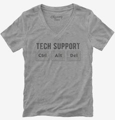 Tech Support Ctrl Alt Delete Womens V-Neck Shirt