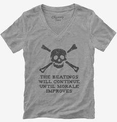 The Beatings Will Continue Until Morale Improves Womens V-Neck Shirt