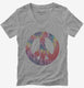Tie Dye Peace Sign Tie Dyed Hippie grey Womens V-Neck Tee