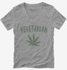 Vegetarian Marijuana Leaf Weed Smoker Womens Vneck