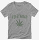 Vegetarian Marijuana Leaf Weed Smoker  Womens V-Neck Tee