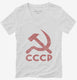 Vintage Russian Symbol CCCP white Womens V-Neck Tee